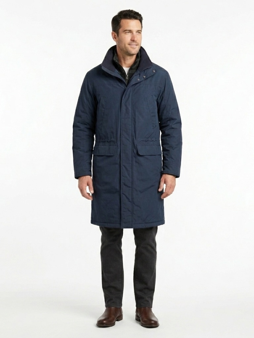 L.L. Bean Men’s Thinsulate Long Parka Jacket Large Wool Blend Lined Trench Coat